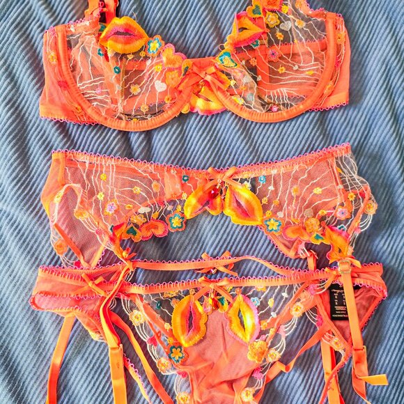 HTF Honey Birdette Dixie 3 Pc Set 34C/S/S - Picture 2 of 5